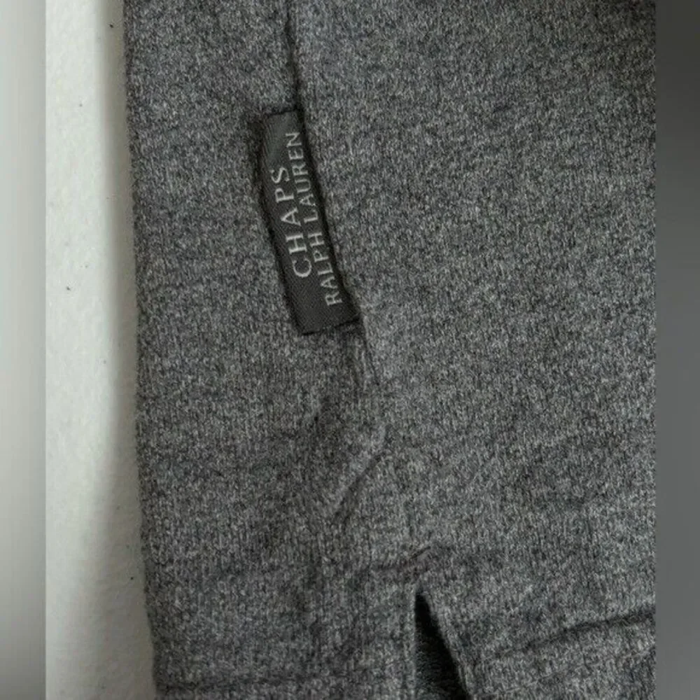 Chaps Ralph Lauren Men's Large Vintage Gray Cotton 1/4 Button‎ Long Sleeve Polo